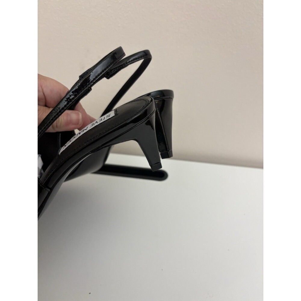 NIB Steve Madden Alynna Black Patent Slingback Pumps Pointed Toe Cone Heels 7.5 - Picture 11 of 16